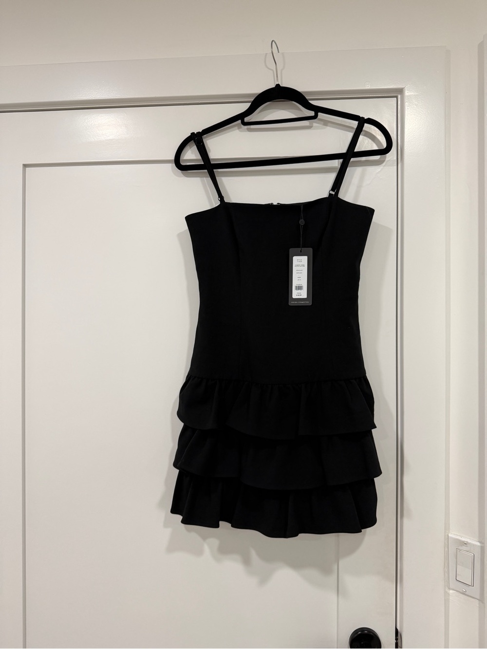 French Connection Black Tiered Ruffle Mini Dress